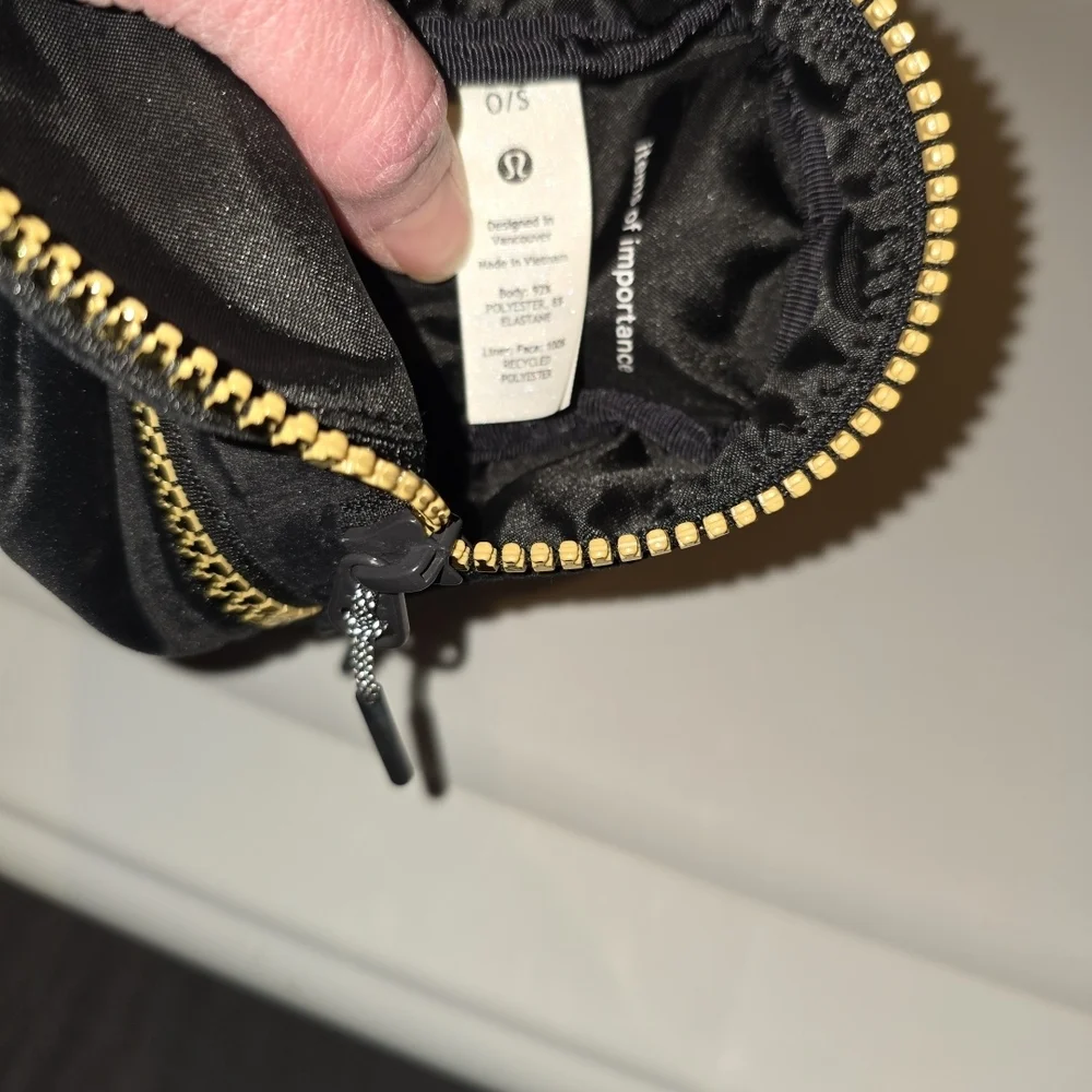 Lululemon Black Micro Backpack Key Holder with Gold Zipper